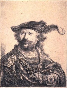  plum Painting - in Velvet Cap and Plume SIL portrait Rembrandt
